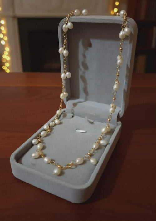 10k  real gold fresh water pearl necklace