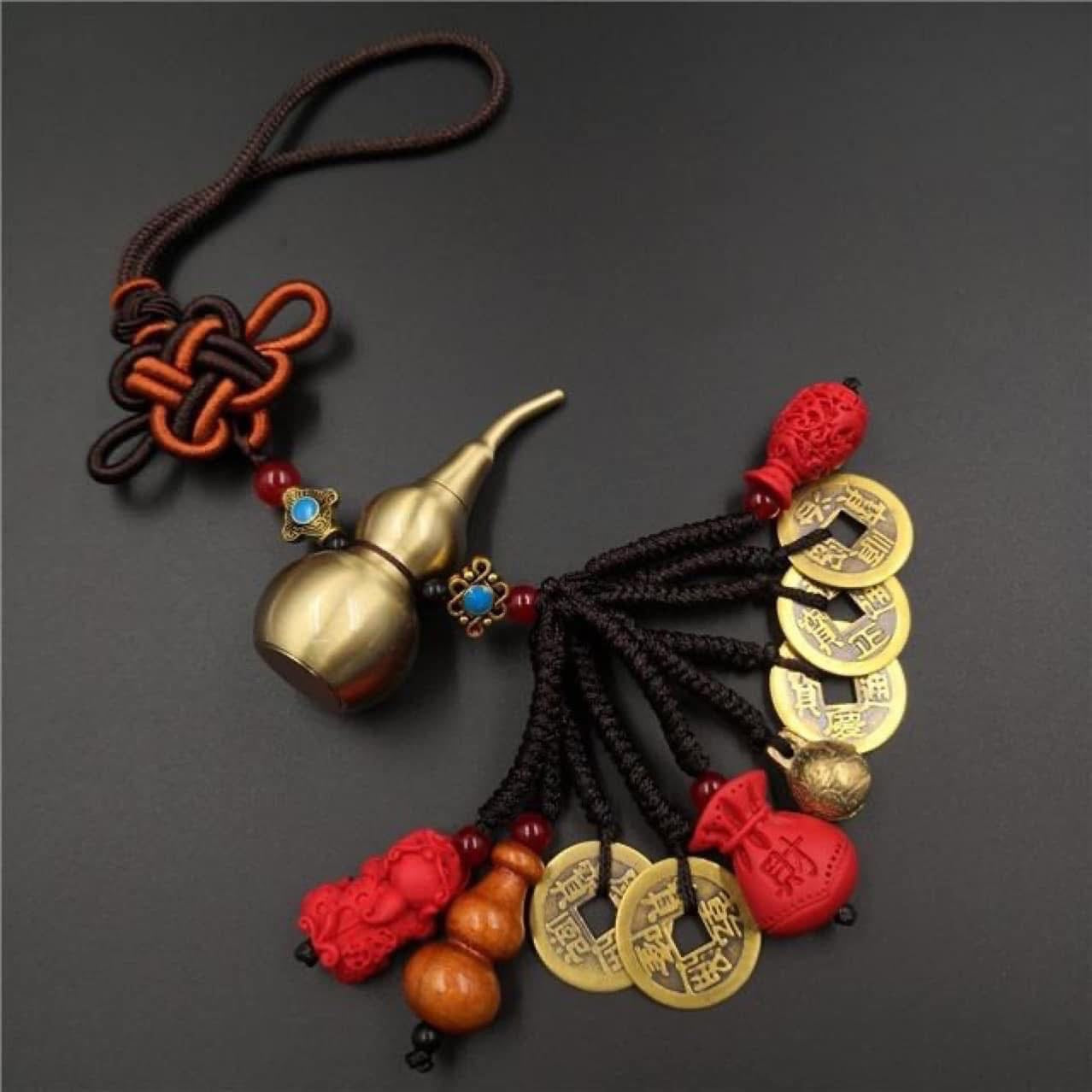 WOLOU CHARM W/ FIVE LUCKY COINS HANGING CHARM