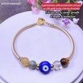 Us 10k gold with gemstone bracelet burma jade clear quartz tigers eye citrine size 7.5 standard