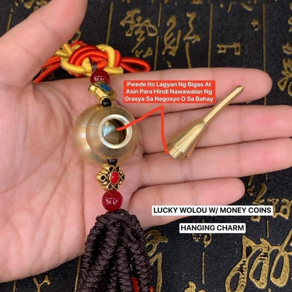 WOLOU CHARM W/ FIVE LUCKY COINS HANGING CHARM
