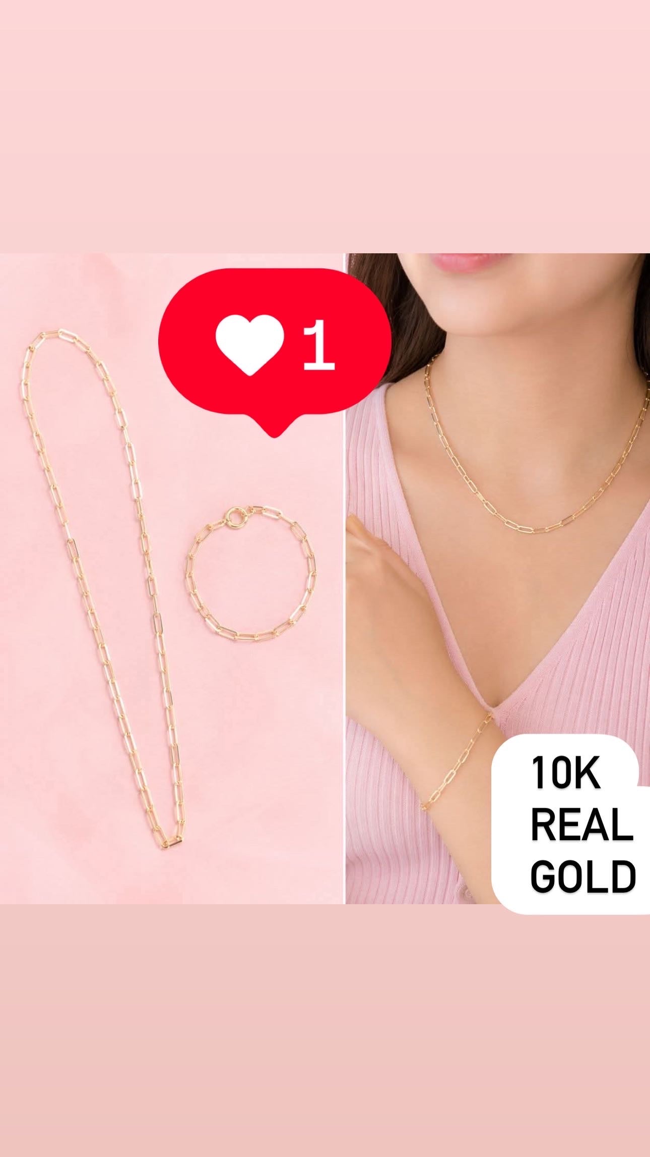 10k real gold  necklace  and bracelet set