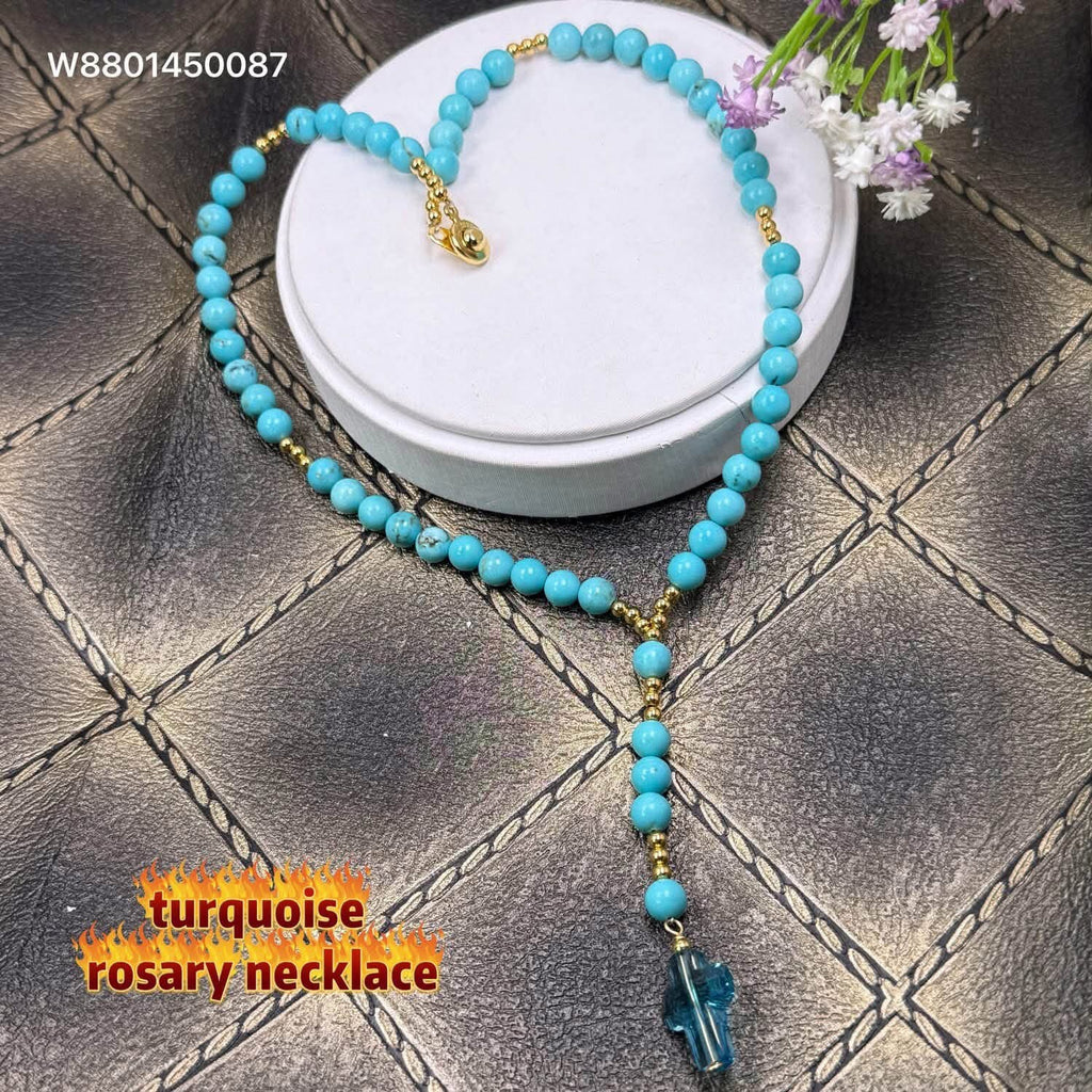 Turquoise rosary necklace