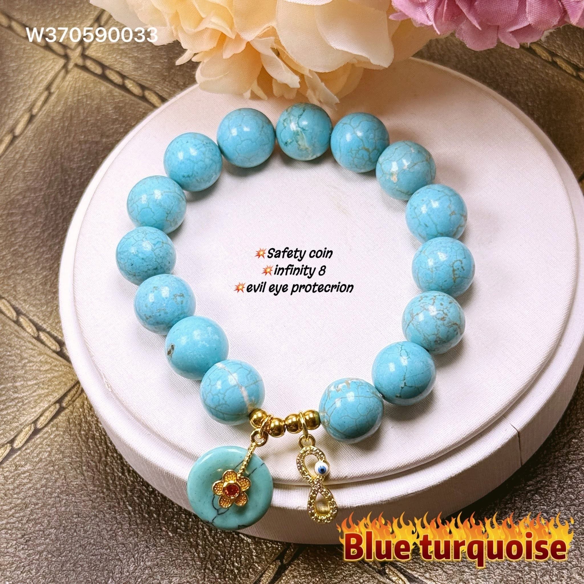 Blue Turquoise simple all in one lucky charms bracelet
