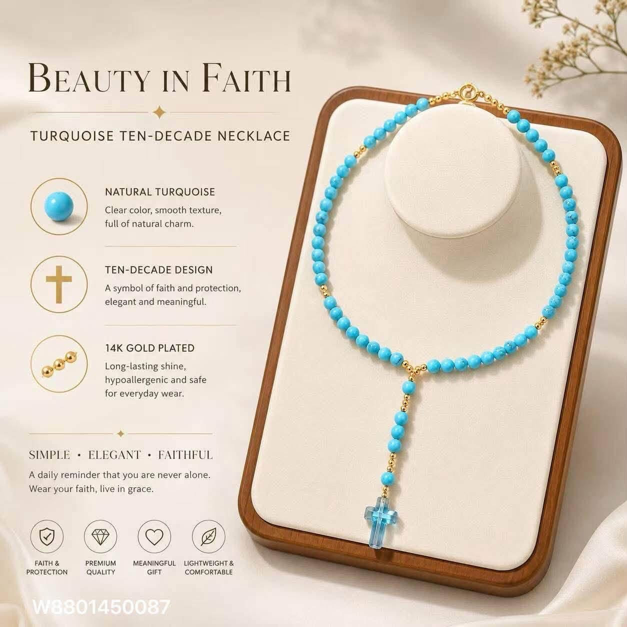 Turquoise rosary necklace
