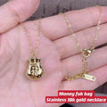 Money fuk bag 18k stainless necklace
