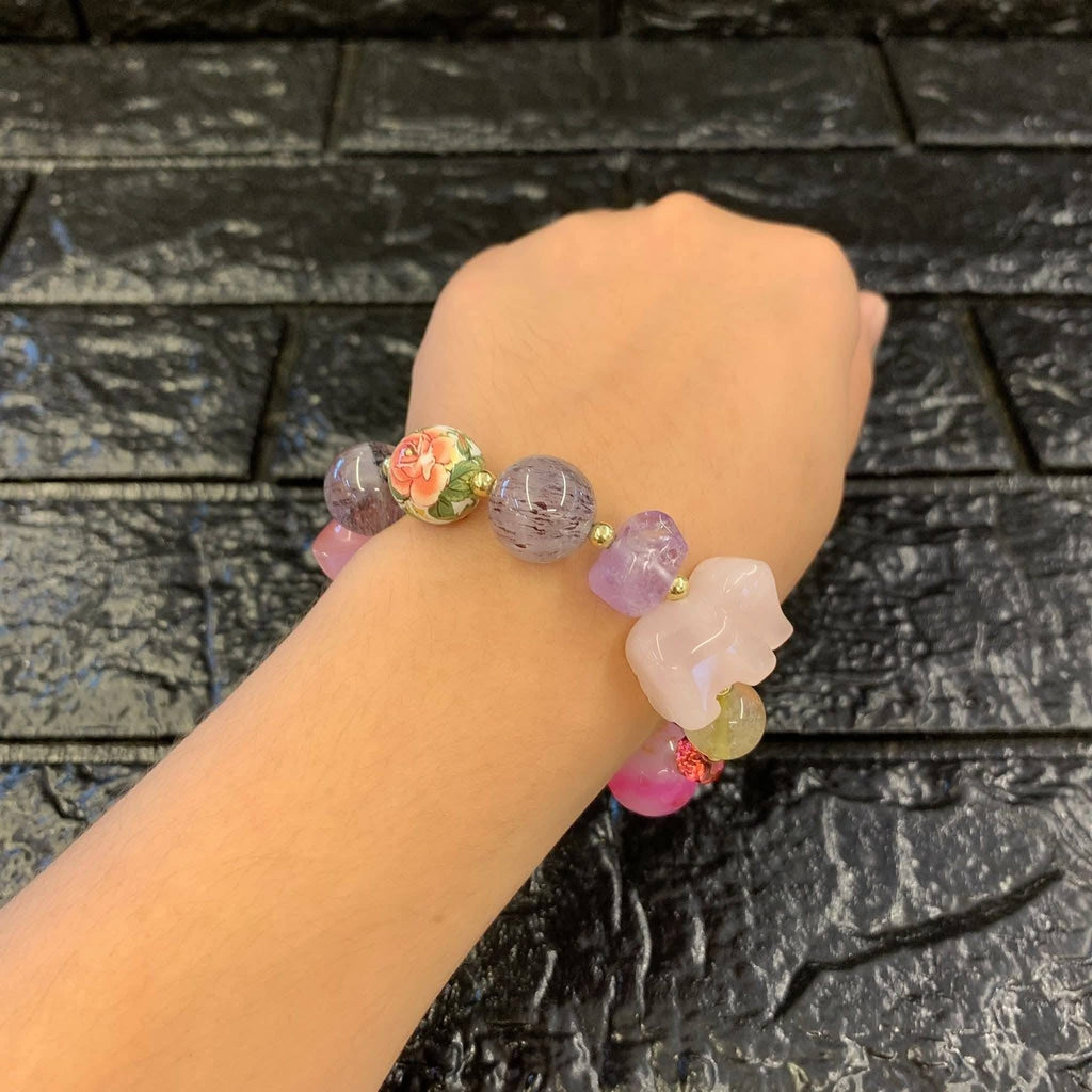 SUPER 7 MELODY STONE W/ PIYAO JADE OVER ALL GOOD LUCK CHARM BRACELET