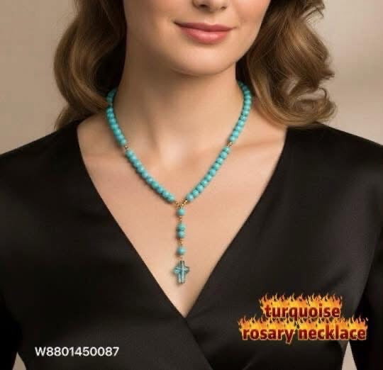 Turquoise rosary necklace