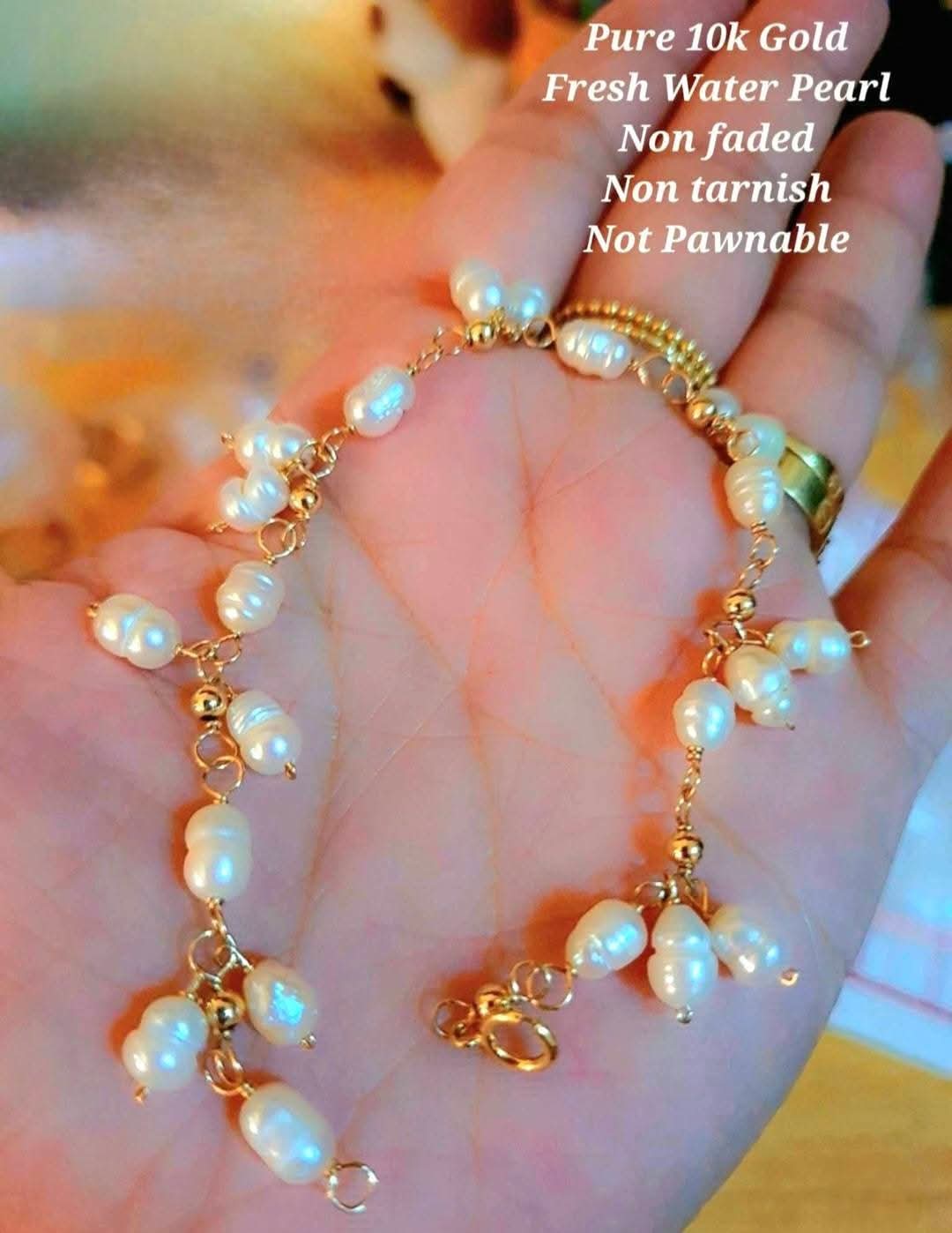 10k real gold fresh water pearl bracelet