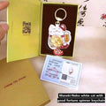 Maneki-Neko White Cat eith Good Fortune Spinner Keychain.