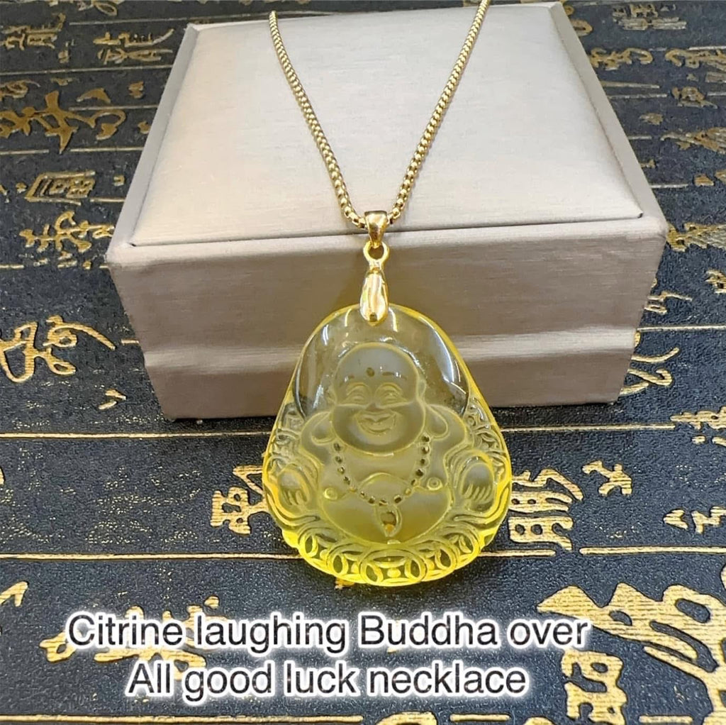 Citrine Laughing Buddha over all good luck 
Charms necklace