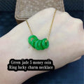 Green Jade money coin necklace