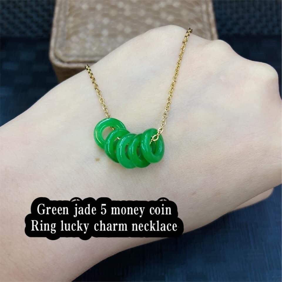 Green Jade money coin necklace