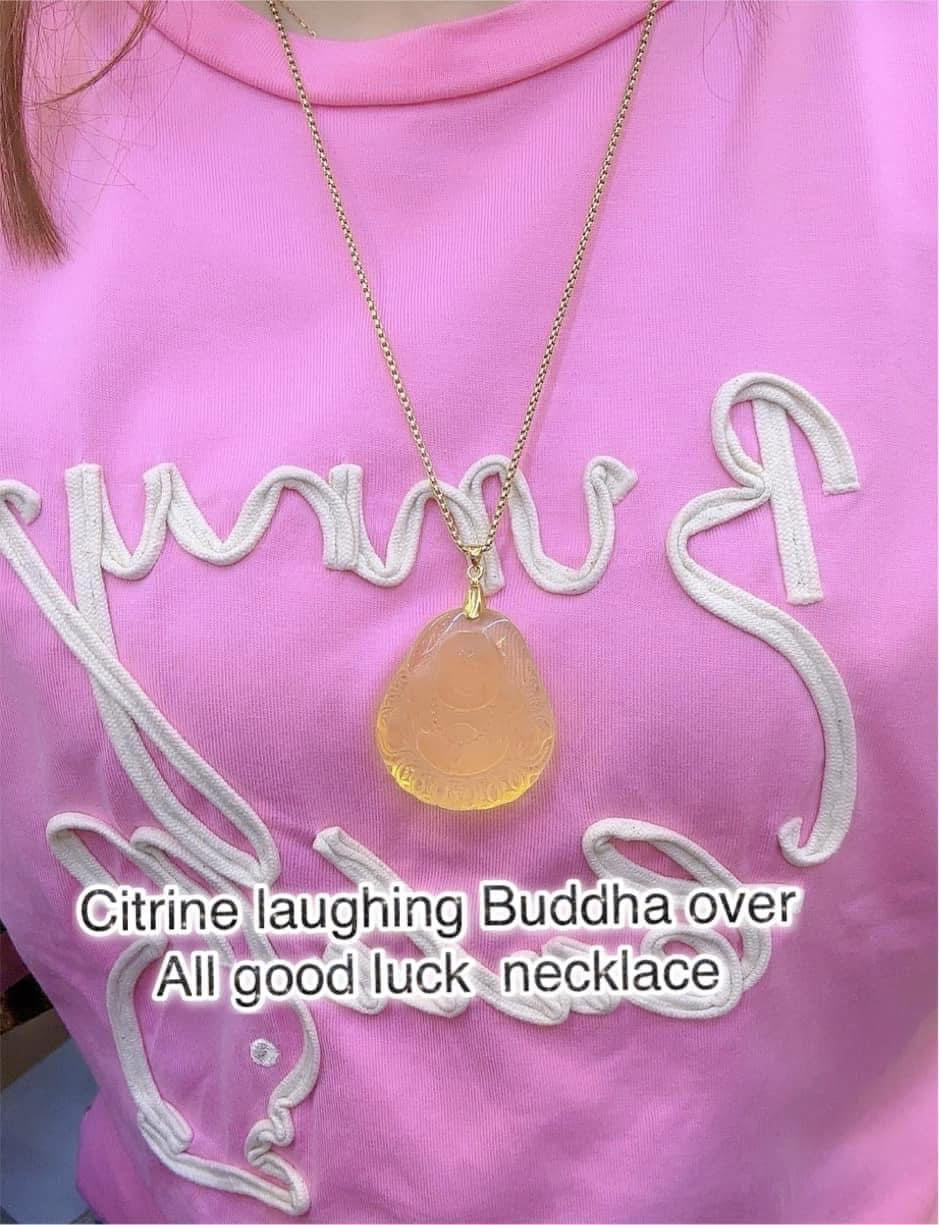 Citrine Laughing Buddha over all good luck 
Charms necklace