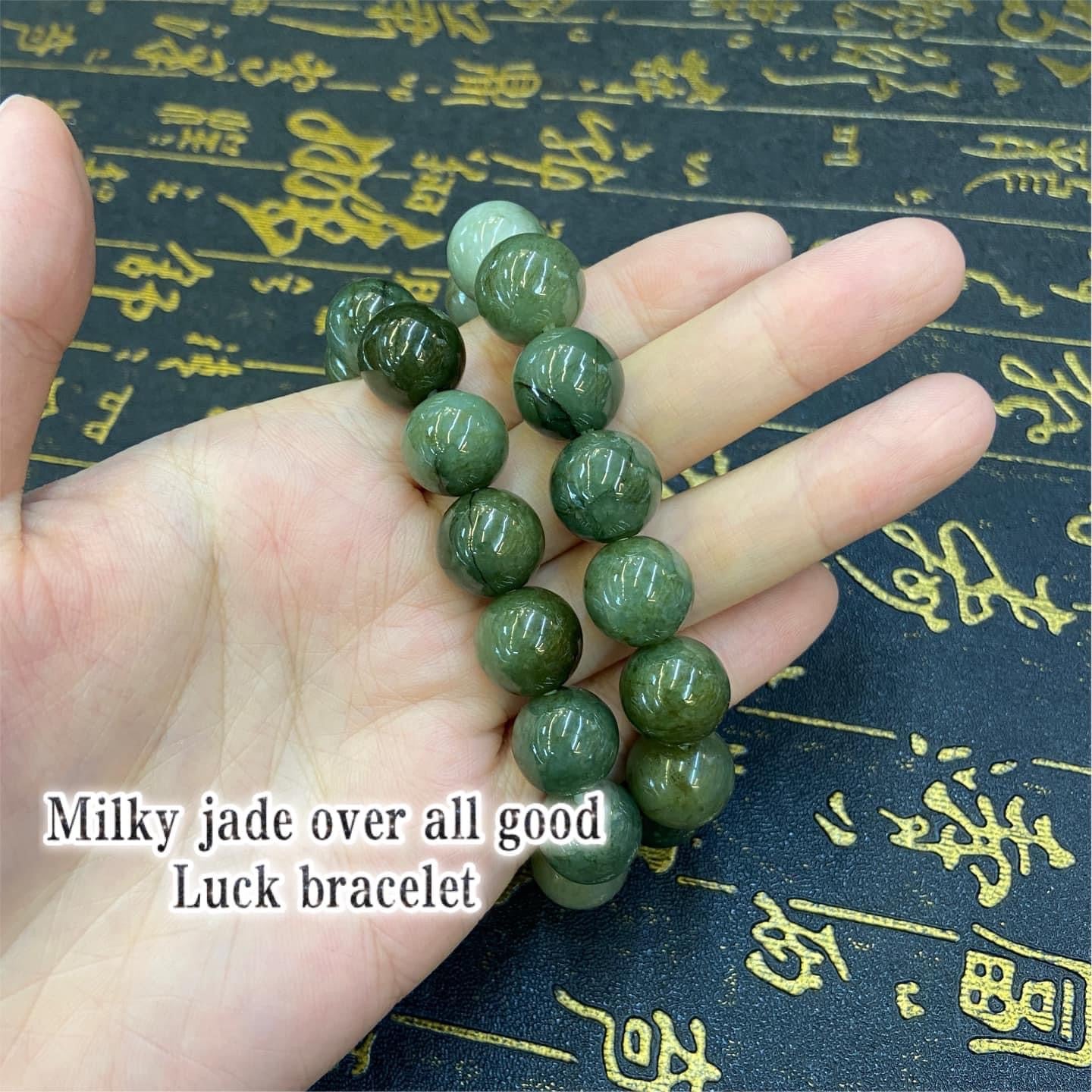 Milk jade over all good luck bracelet