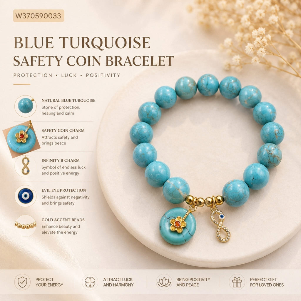Blue Turquoise simple all in one lucky charms bracelet