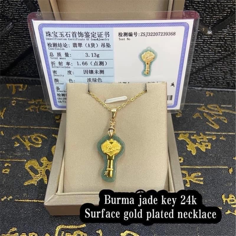MONEY PAO 24k SURFACE PLATE GOLD WITH BURMA JADE NECKLACE