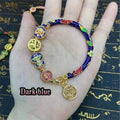 Lama temple w/ lucky three symbol in half enamel bangle bracelet style