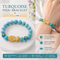 Blue Turquoise with money piyao poxiu and protection mantra lucky charms bracelet