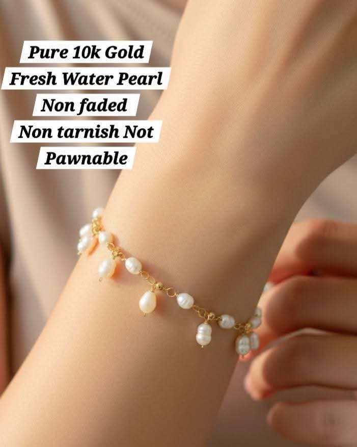 10k real gold fresh water pearl bracelet
