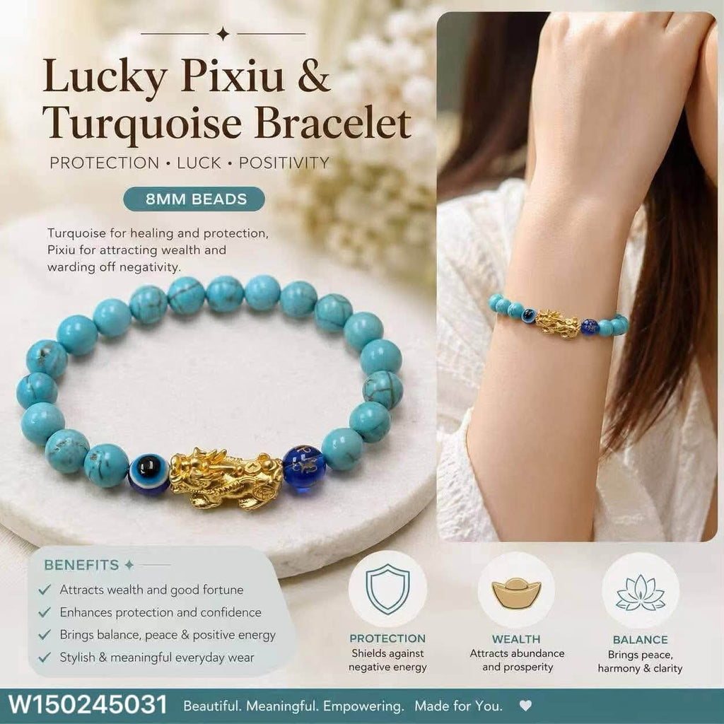 Blue Turquoise with money piyao bracelet