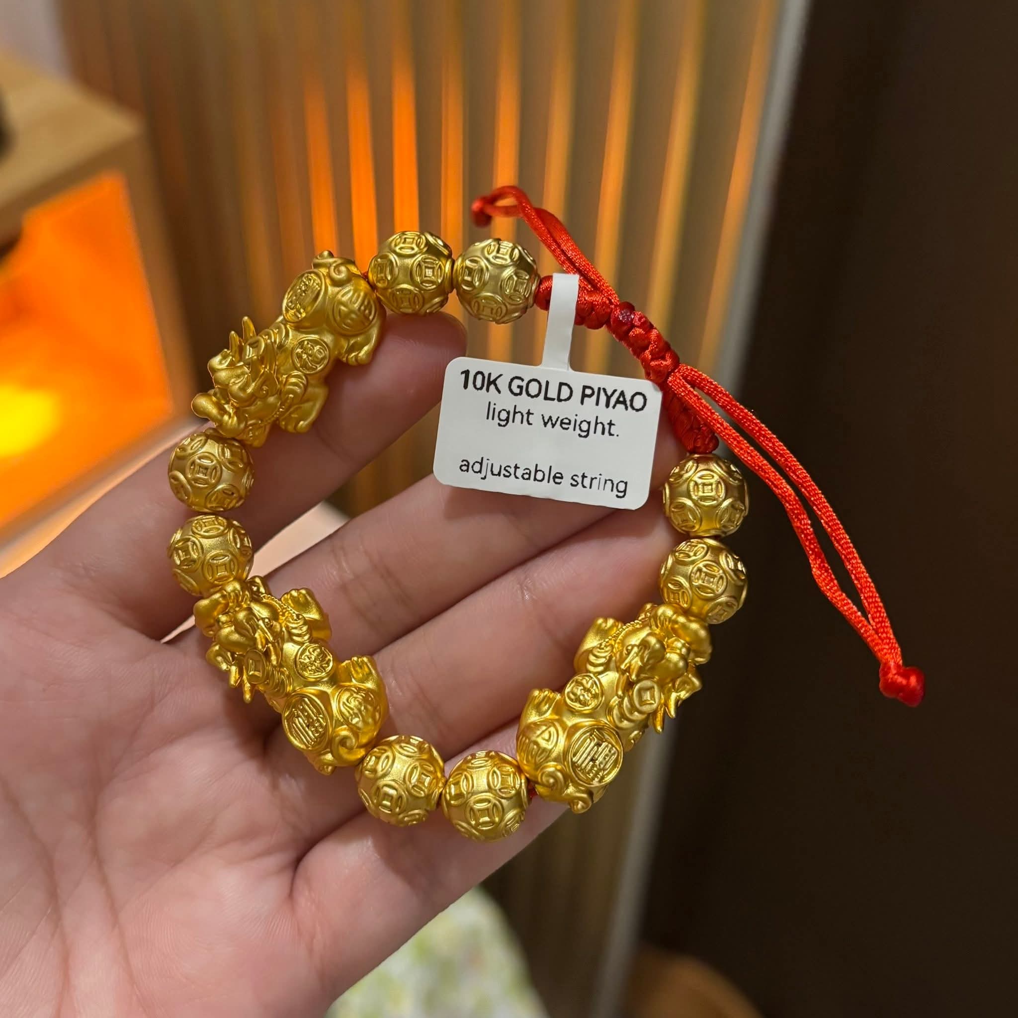 10k us gold piyao red string bracelet