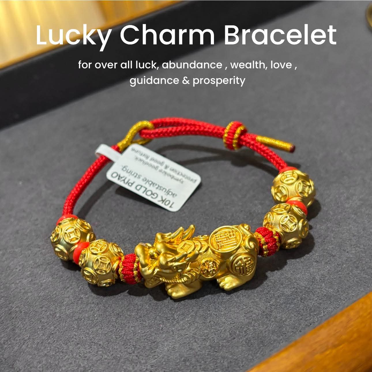 10k us gold piyao red string bracelet