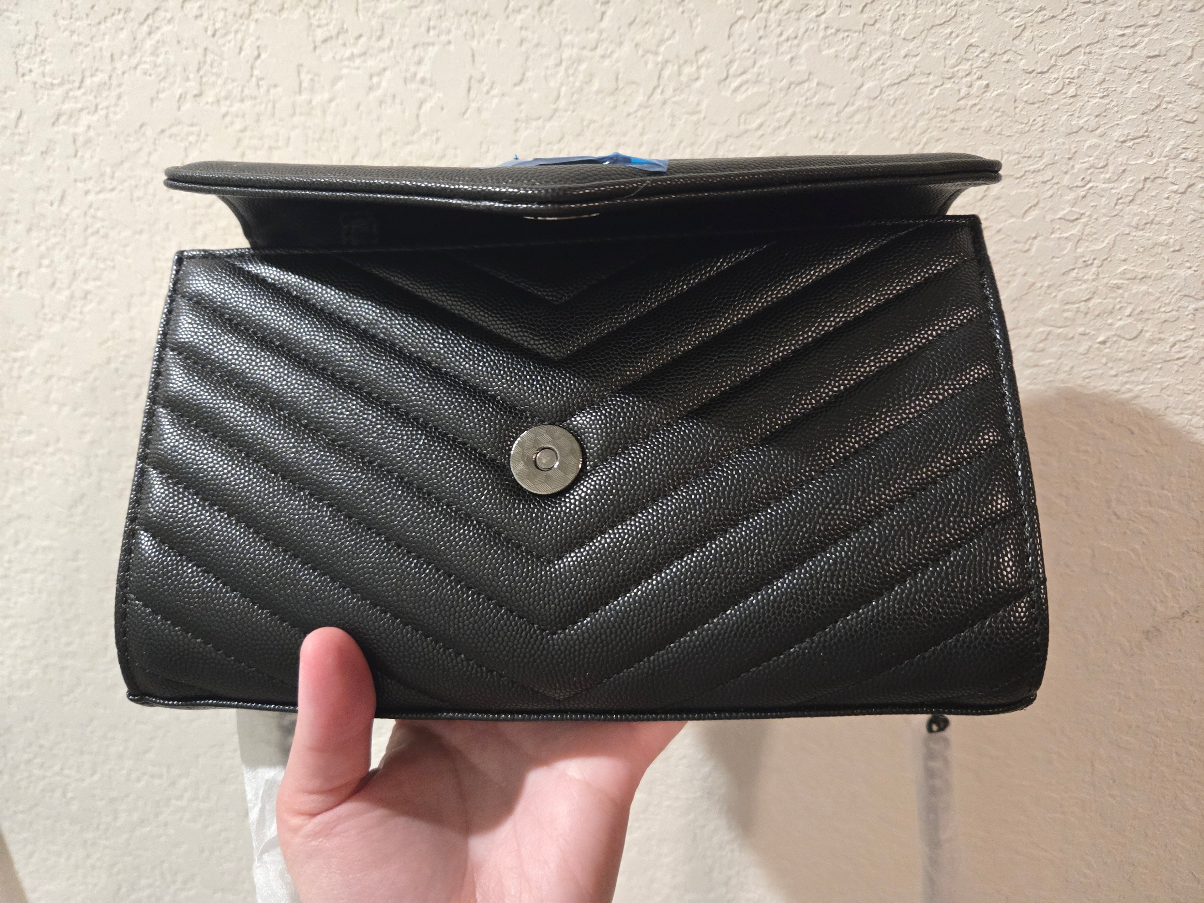 Black leather bag  sling bag gold hardware