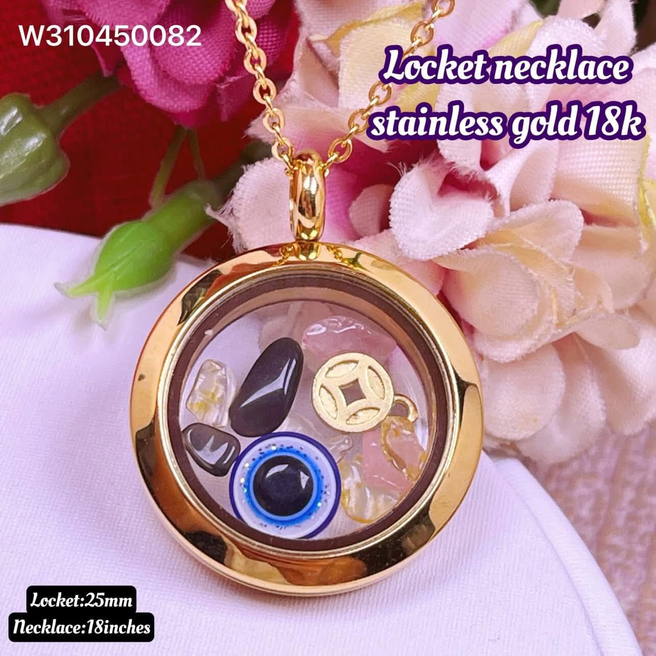 Circle locket stainless necklace