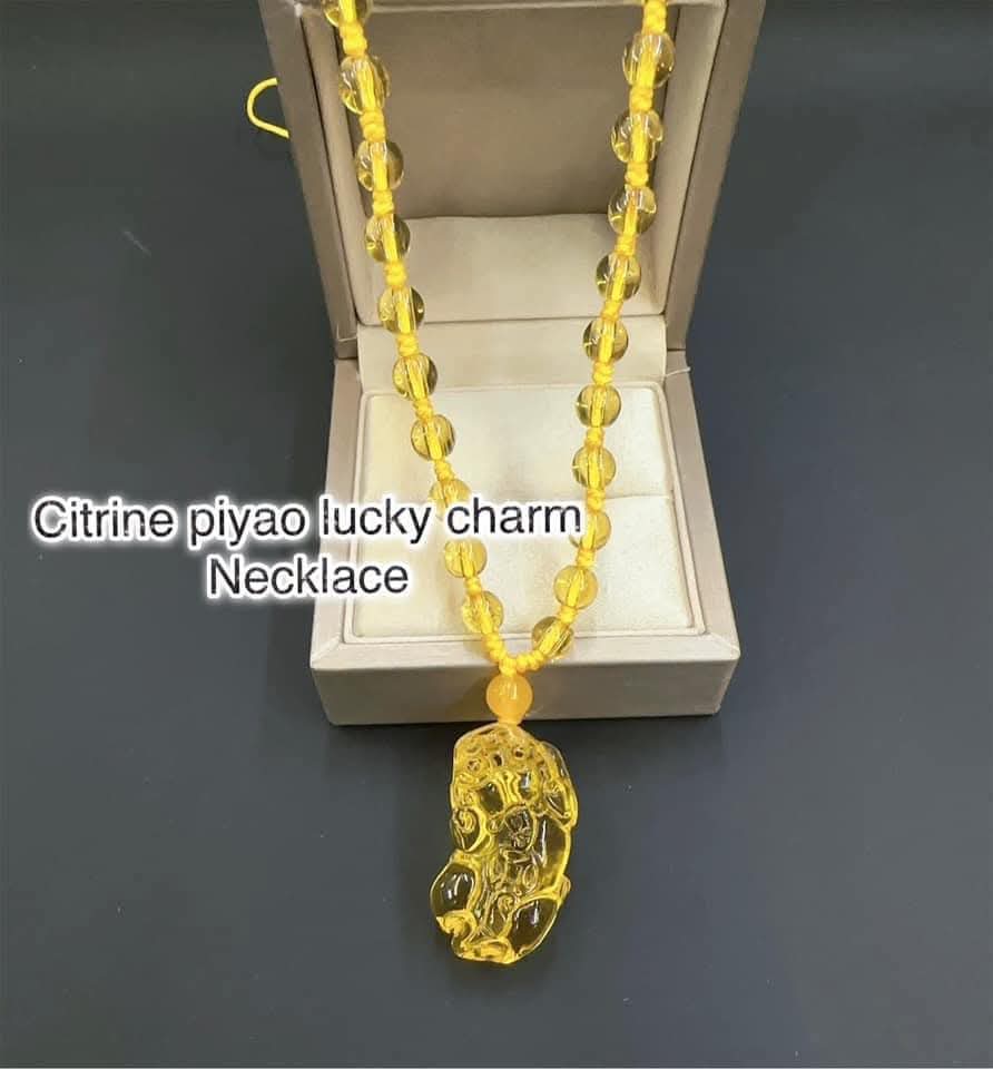 Citrine piyao lucky charm necklace