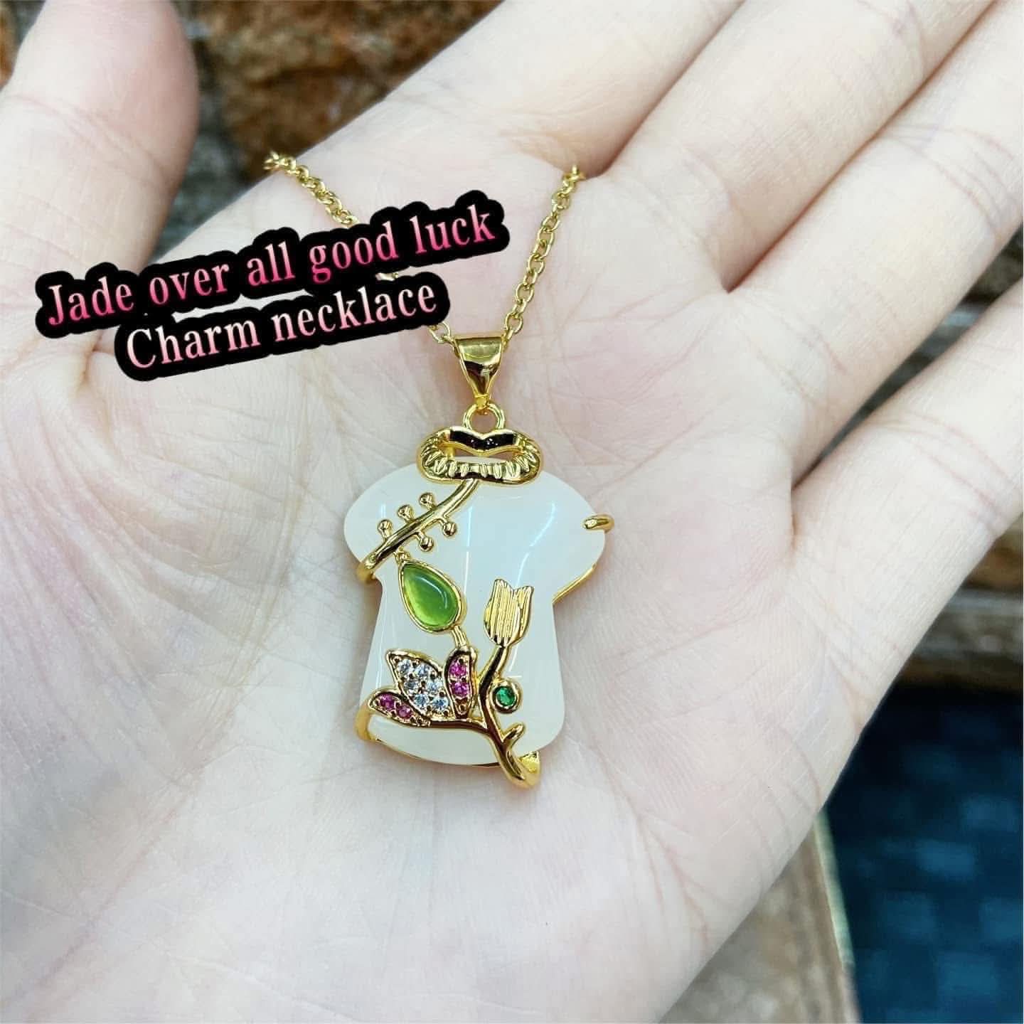 Jade over all good lucky charm necklace
