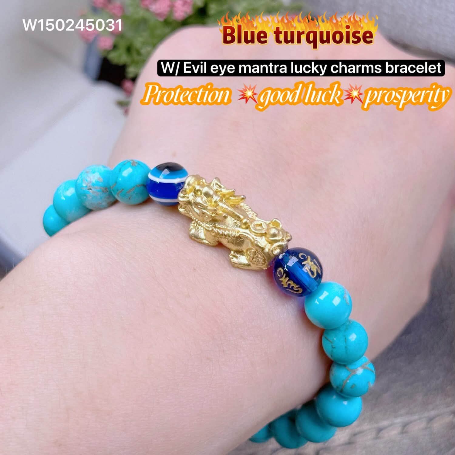 Blue Turquoise with money piyao bracelet