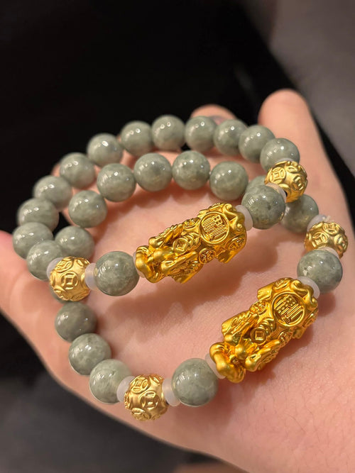 10K Piyao Gold — Authentic Burma Jade Stone ✨

10mm

Size 7.5

• Protection & Health: It is believed that jade protects the wearer from harm and absorbs negative energy, sometimes breaking to protect the user from misfortune. It is also a