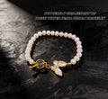BUTTERFLY CHALCEDONY W/ FRESH WATER PEARL CHARM BRACELET