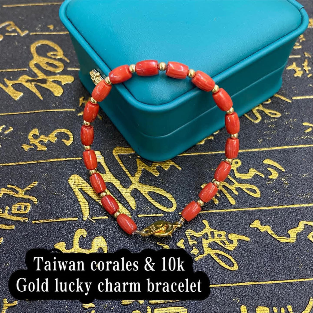 Taiwan corales & 10k gold lucky charm

Bracelet