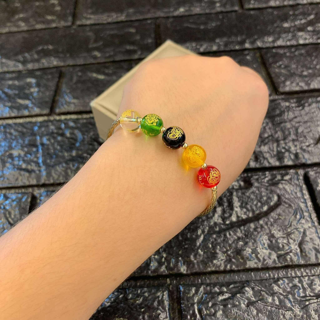 FIVE ELEMENT COLOR IN 10K BALLS CHARM BRACELET