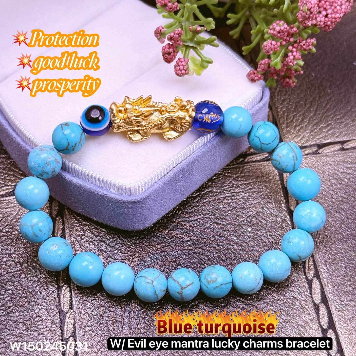 Blue Turquoise with money piyao bracelet
