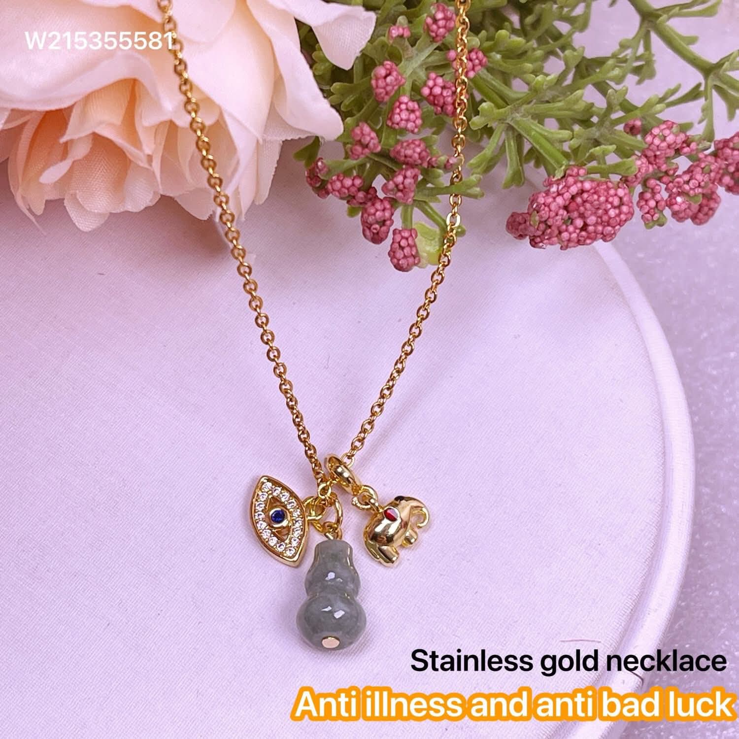 Anti illness and anti bad luck

Stainless gold necklace
