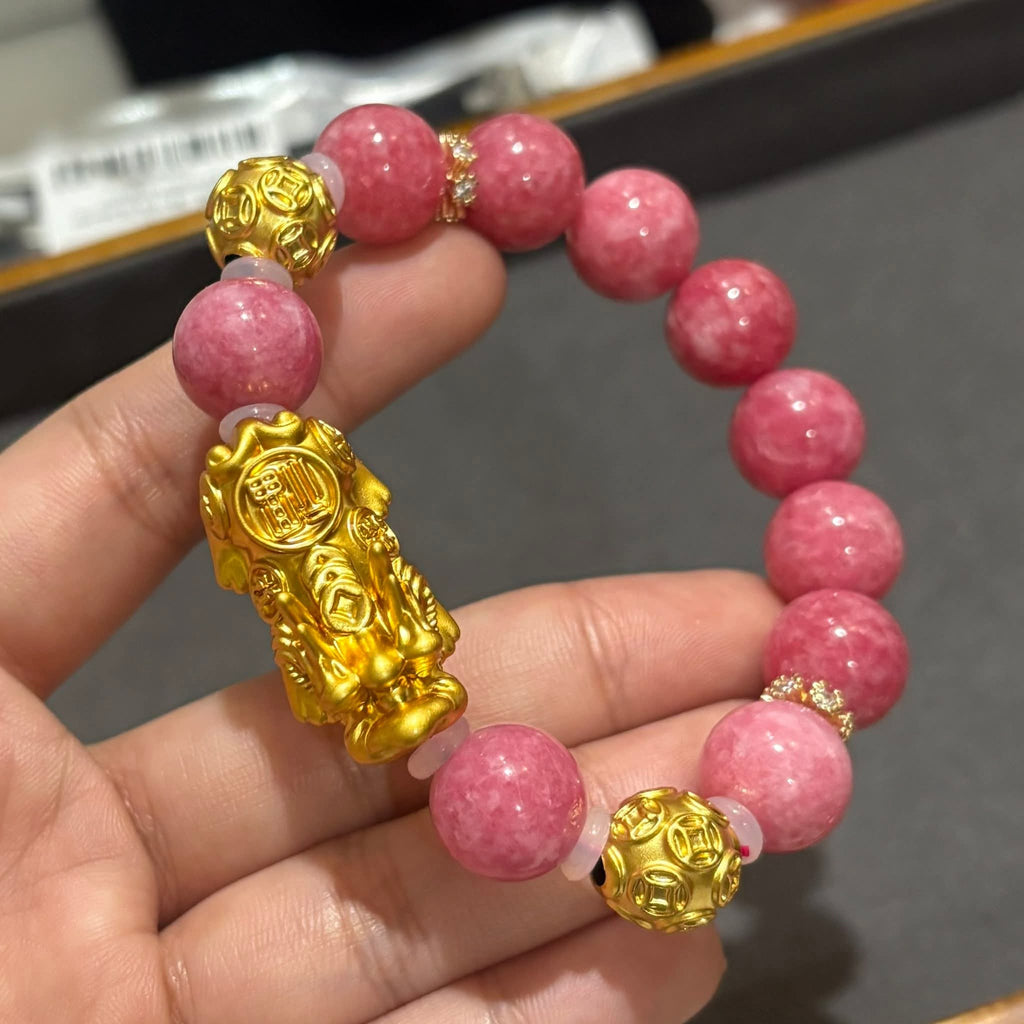 10K piyao Gold — XL 
Pink tourmaline stone bracelet