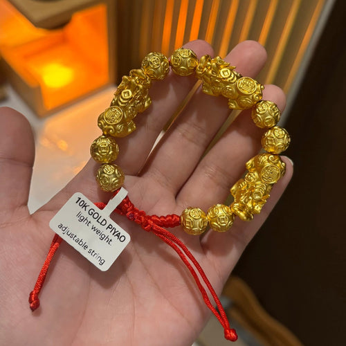 10k us gold piyao red string bracelet