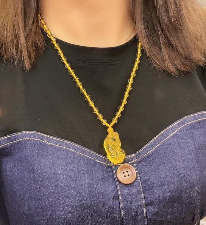 Citrine piyao lucky charm necklace