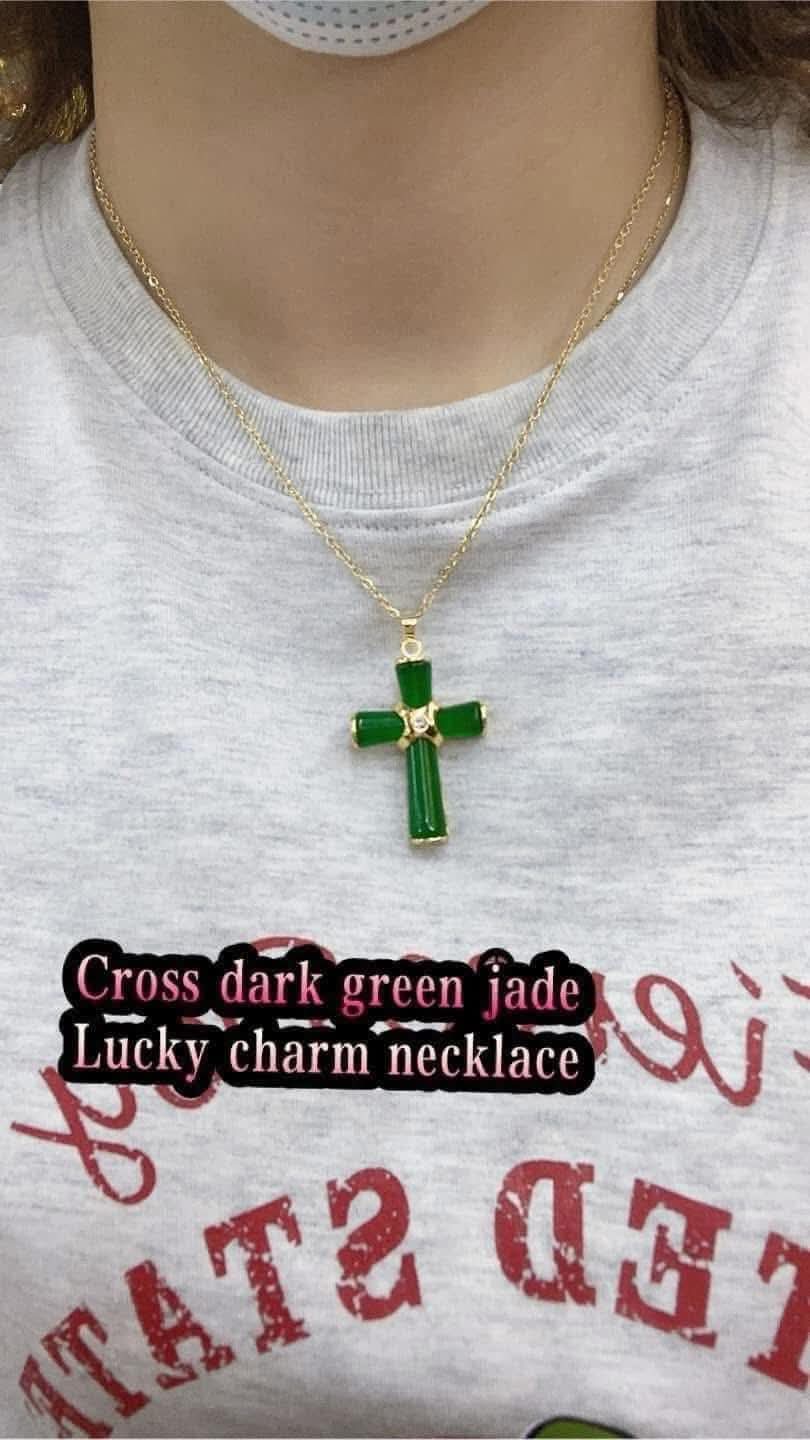 Cross jade necklace