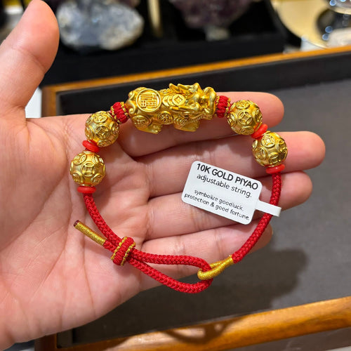 10k us gold piyao red string bracelet