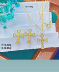 18k suadi gold  cross earrings and pendant only
