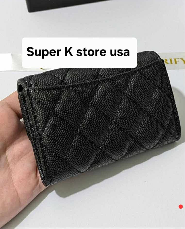 Black leather flap wallet