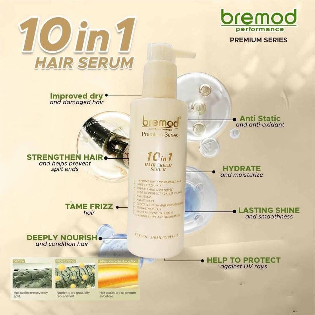 BREMOD 10 IN 1 HAIR CREAM SERUM

Napakaganda nito sa buhok, ilalagay mo sya pag katapos mong maligo Hindi ka na mahihirapan mag suklay kahit kamay pa Ang gamitin mo. 

IMPROVE DRY & DAMAGE HAIR
TAME FRIZZY HAIR 
HELP TO PROTECT AGAINST UV RAYS