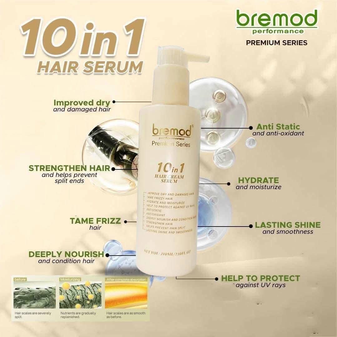 BREMOD 10 IN 1 HAIR CREAM SERUM

Napakaganda nito sa buhok, ilalagay mo sya pag katapos mong maligo Hindi ka na mahihirapan mag suklay kahit kamay pa Ang gamitin mo. 

IMPROVE DRY & DAMAGE HAIR
TAME FRIZZY HAIR 
HELP TO PROTECT AGAINST UV RAYS