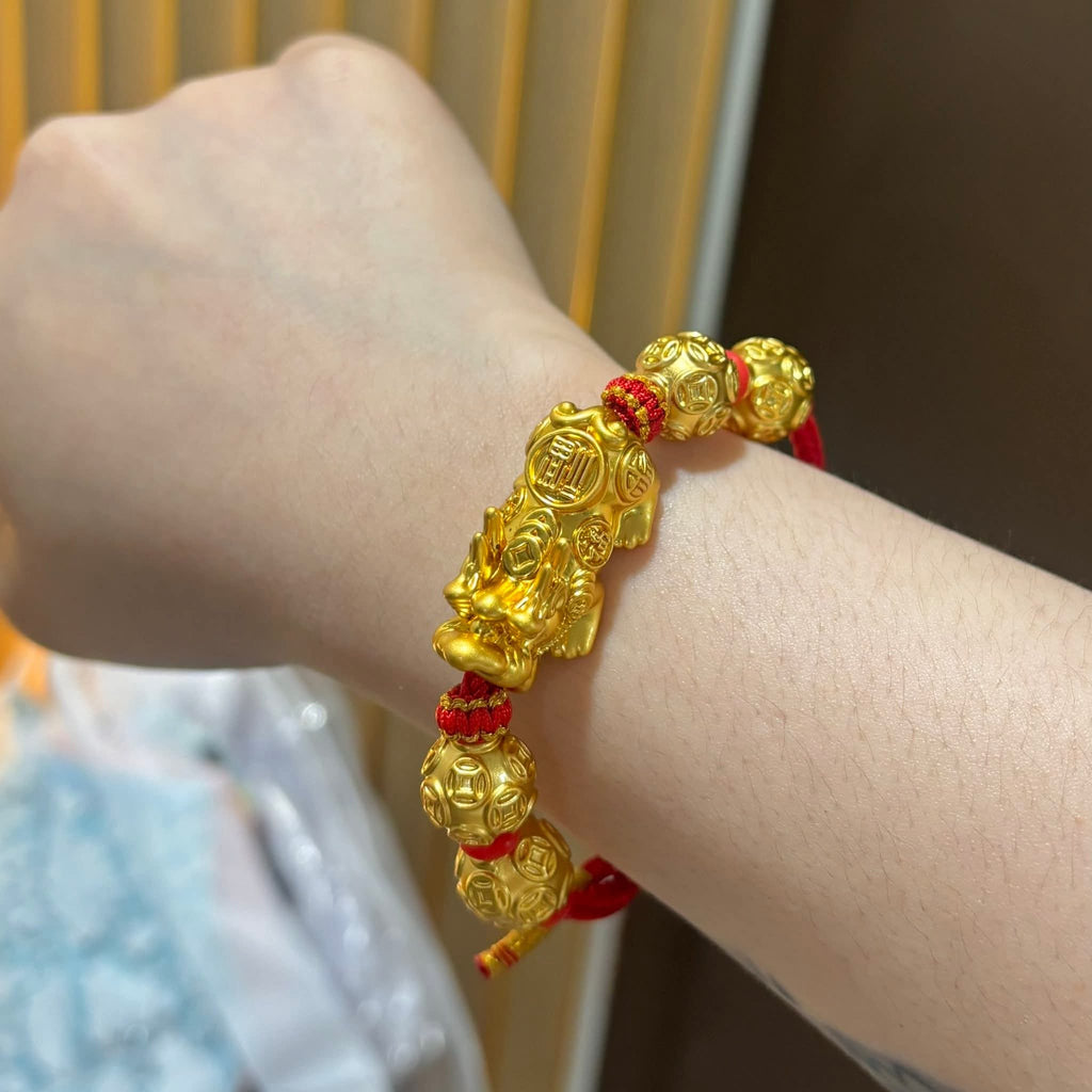 10k us gold piyao red string bracelet