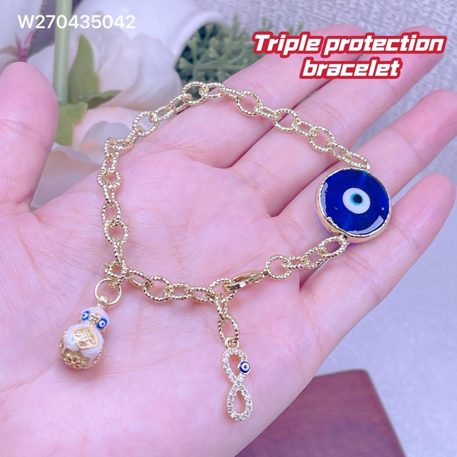 Triple protection  evil eye bracelet