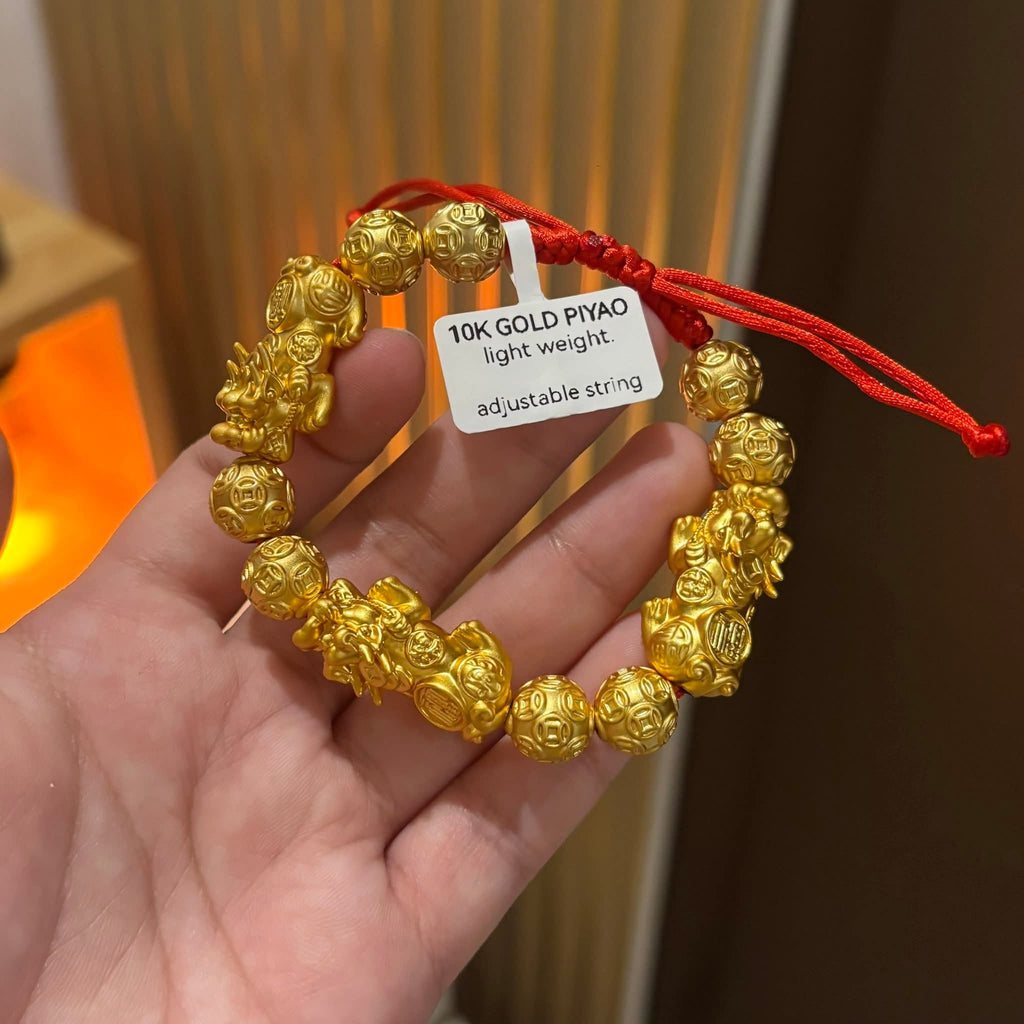 10k us gold piyao red string bracelet