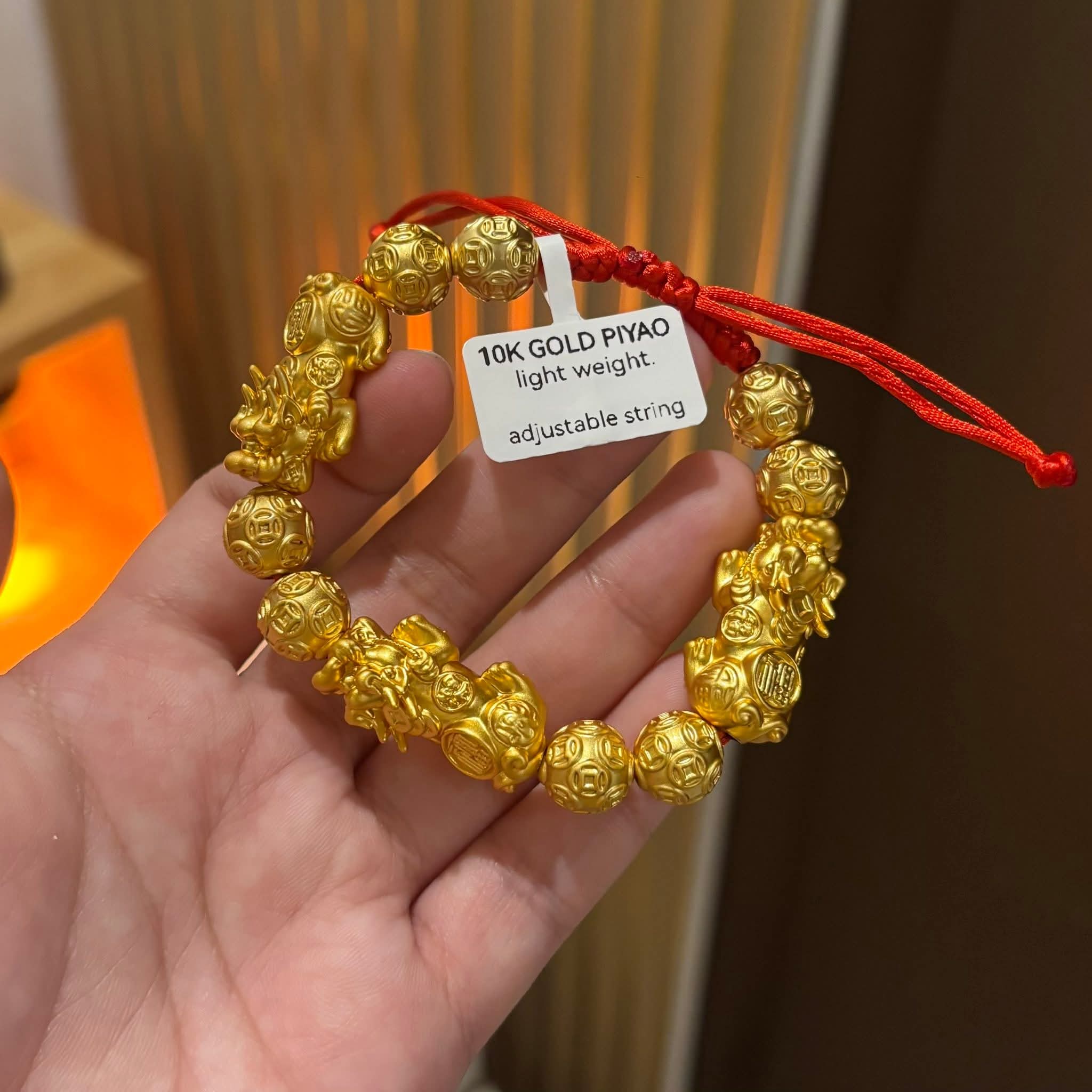 10k us gold piyao red string bracelet